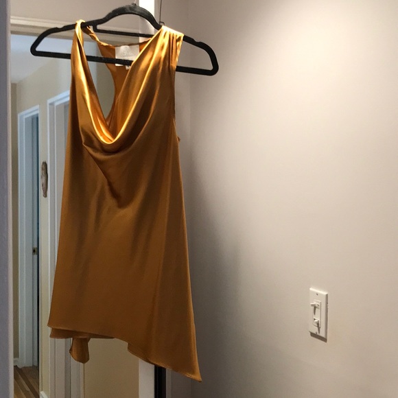 Gold silk cowl neck blouse ! Worn only twice!! - Picture 3 of 4